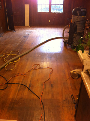 Hardwood floor refinishing in Sandy Springs - Living Room  - Before